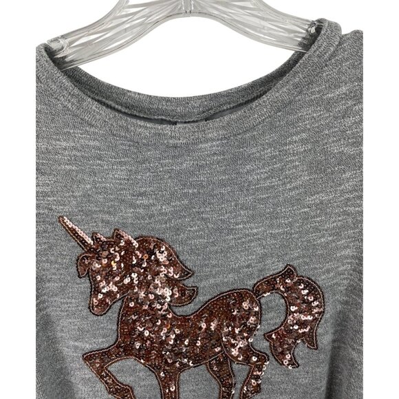 Total Girl Unicorn Sequin High-Low Gray T-Shirt M 10/12 - Picture 3 of 7